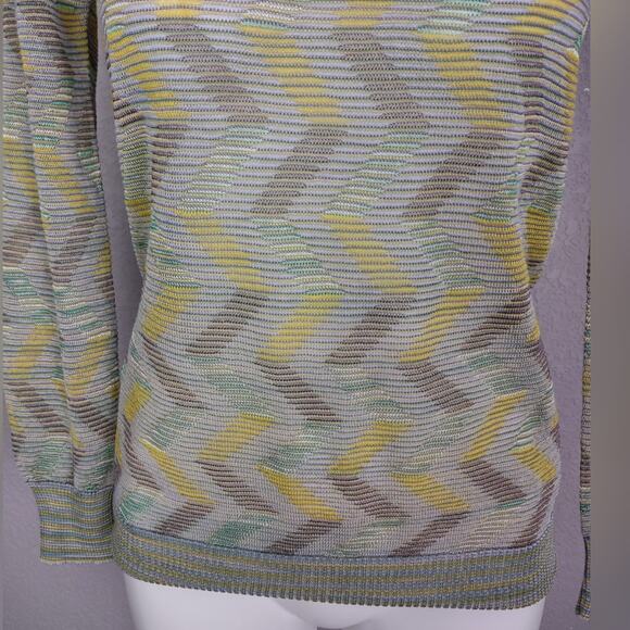 M Missoni Pattern Rib Knit Wool Blend Sweater Ocra Green Size XL - Picture 8 of 16